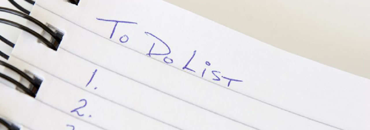 notebook with "to do list" written at top of page