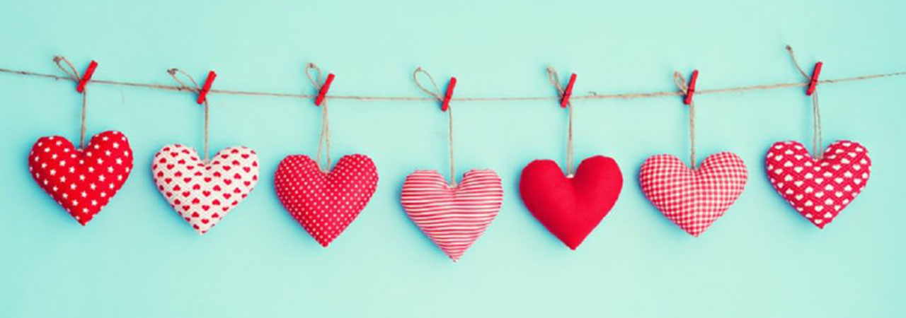 red fabric hearts on clothesline